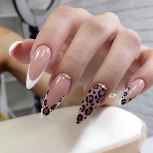 image:imageBABALAL Press On Nails Extra Long Stiletto Fake Nails Green Leopard Print amp Brown Ombre Tortoise Design Glossy Y2k Glue On Nails for Women and Girls 24PcsFNT08leopard