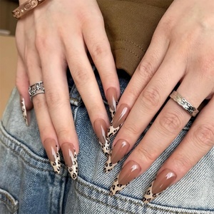 image:imageBABALAL Press On Nails Extra Long Stiletto Fake Nails Green Leopard Print amp Brown Ombre Tortoise Design Glossy Y2k Glue On Nails for Women and Girls 24PcsFNT0301