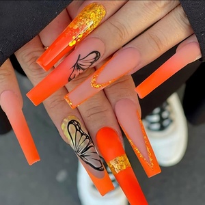 image:imageBABALAL Press On Nails Long Square Fake Nails Pink Brown with 3D Star Rhinestone amp Polka Dot Stripe Design Y2K Retro Cute Glue On Nails for Women and Girls 24PcsFNEB019