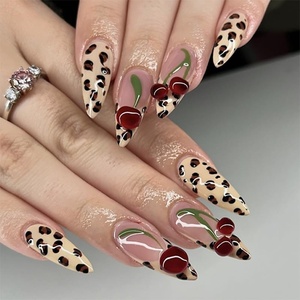 image:imageBABALAL Press On Nails Medium Almond Fake Nails Blue Yellow Brown with Star Polka Dot amp Stripe Swirl Design Y2K Retro Kawaii Glue On Nails for Women and Girls 24PcsFNf403cheetahry