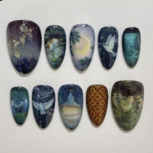 image:imageBABALAL Press On Nails Short Square Fake Nails Nude Pink Cat Eye with Bow Star amp Bear Cartoon Kawaii Design Glossy Cute Coquette Glue On Nails 30PcsBNX117