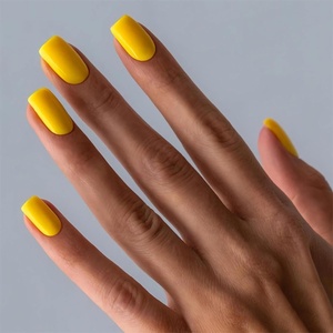 image:imageBABALAL Press On Nails Short Square Fake Nails Pastel Rainbow with Cute Fish Cartoon Design Glossy Fun Summer Beach Glue On Nails for Women and Girls 24PcsP102yellow