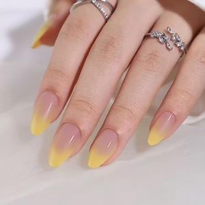 image:imageBABALAL Press On Nails Short Square Fake Nails Pastel Rainbow with Cute Fish Cartoon Design Glossy Fun Summer Beach Glue On Nails for Women and Girls 24PcsP10402