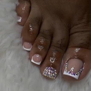 image:imageBABALAL Toe Press On Nails Short Square Black and Gold Fake Toenails 3d Chrome amp Rhinestone Design Glossy Gothic Edgy Pedicure Fake Nails for Women and Girls 24Pcs LuxuryANjzj21000