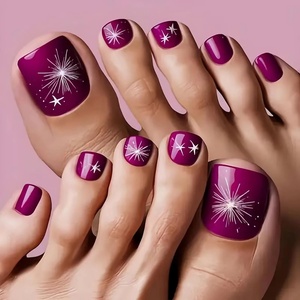 image:imageBABALAL Toe Press On Nails Short Square Black and Gold Fake Toenails 3d Chrome amp Rhinestone Design Glossy Gothic Edgy Pedicure Fake Nails for Women and Girls 24Pcs LuxuryPurple